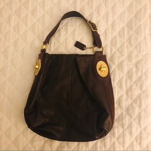 Coach brown leather/snakeskin bag